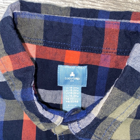 GAP Plaid Flannel Button Down Onesie Bodysuit 18-24 Months - Picture 4 of 13